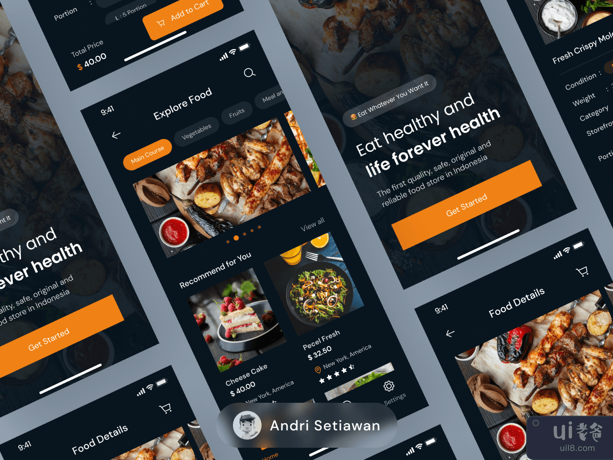 Restaurant Mobile Apps Design (Dark-Mode)