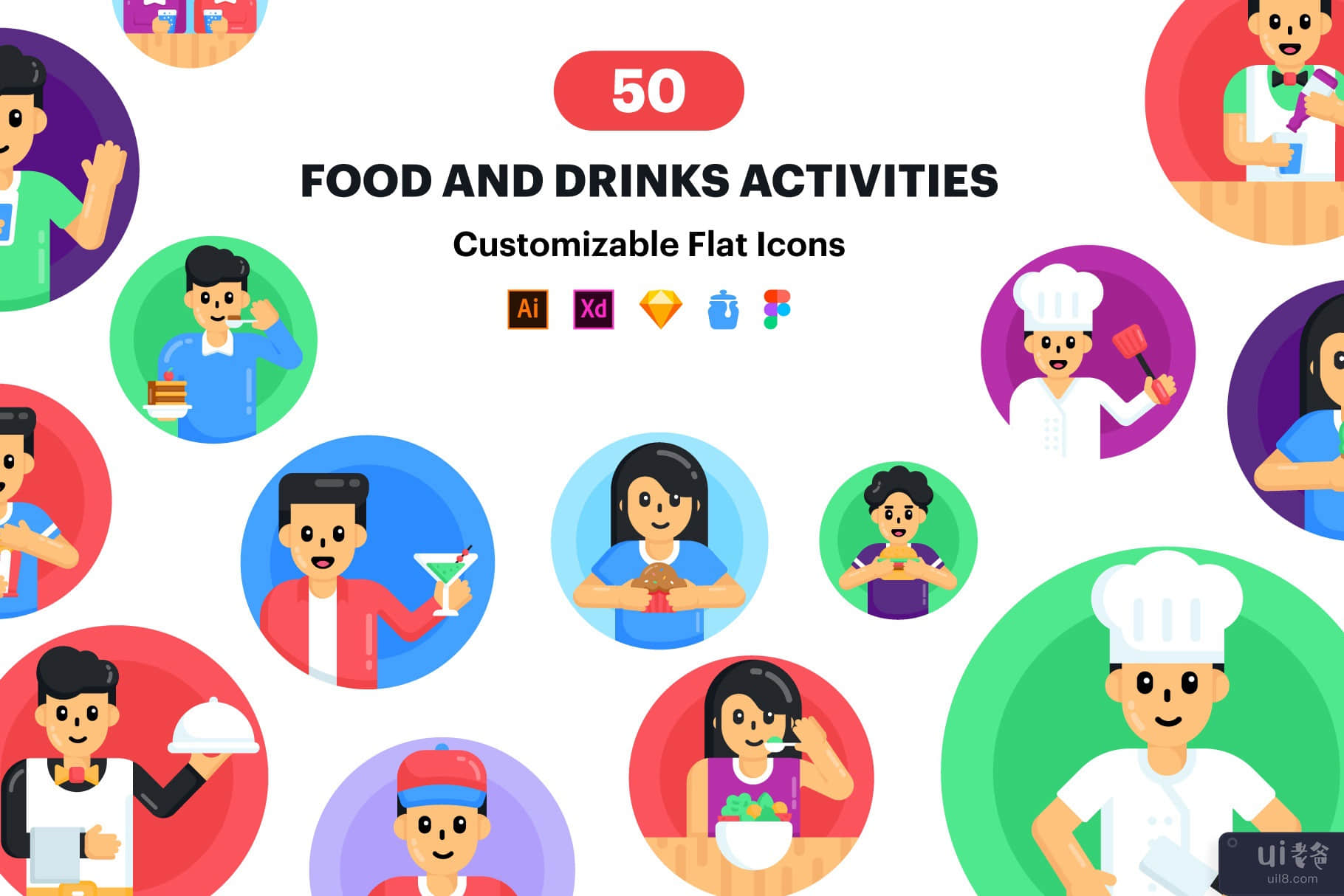 食品和饮料图标 - 50 个矢量图标(Food and Drinks Icons - 50 Vector Icons)插图6