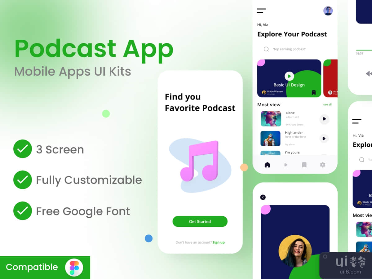 Podcast Apps Redesign UI Kits