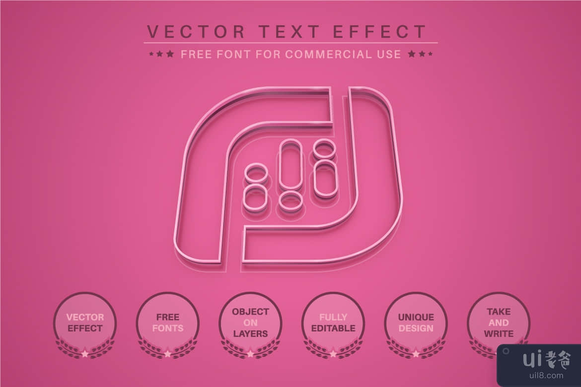 粉红色笔划 - 可编辑的文本效果、字体样式(Pink stroke - editable text effect, font style)插图4