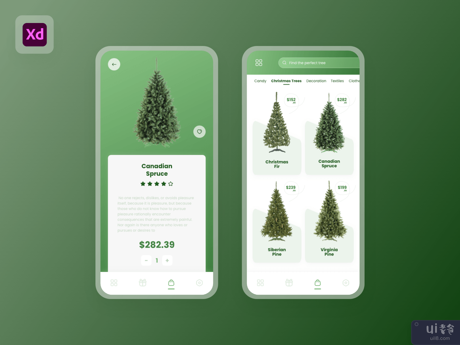 Christmas Tree Shopping Mobile UI Kit