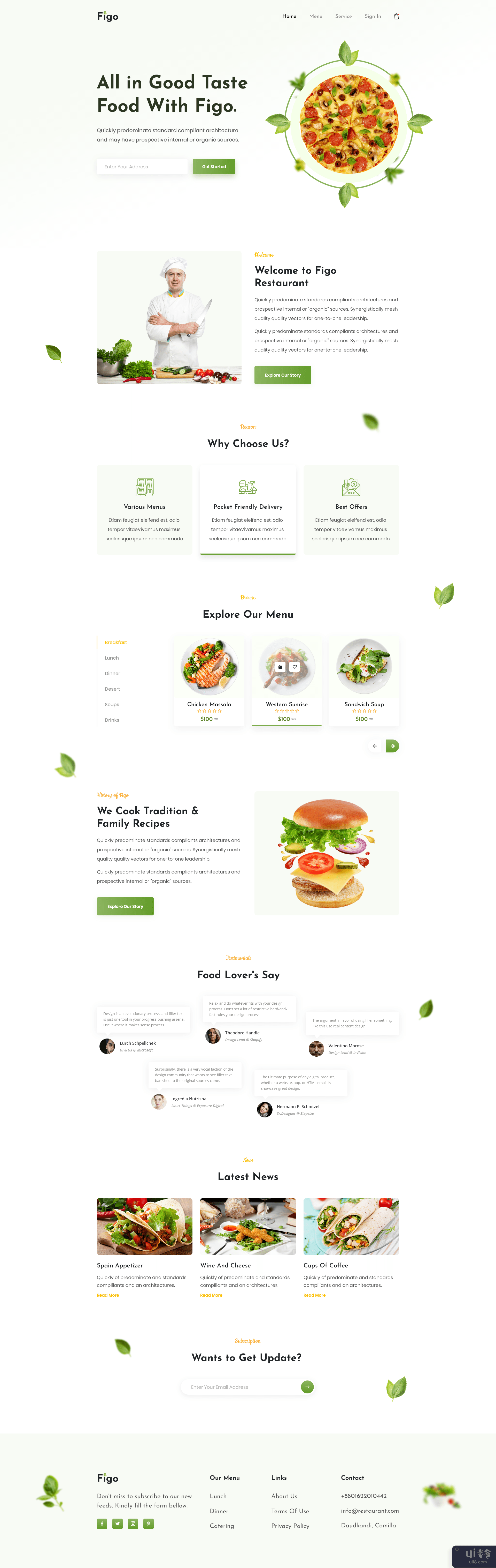 餐厅登陆页面概念(Restaurant Landing Page Concept)插图