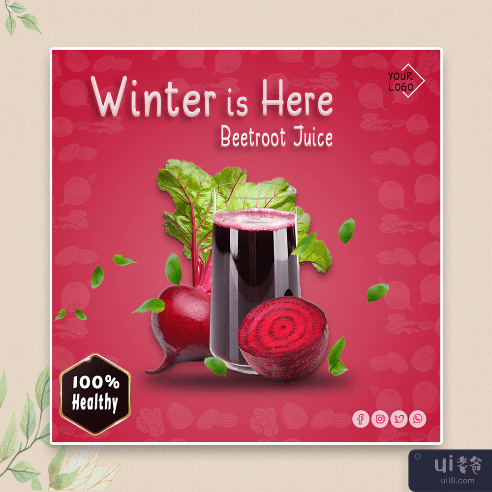 健康的冬季果汁帖子模板(Healthy Winter Juices Posts Templates)插图2