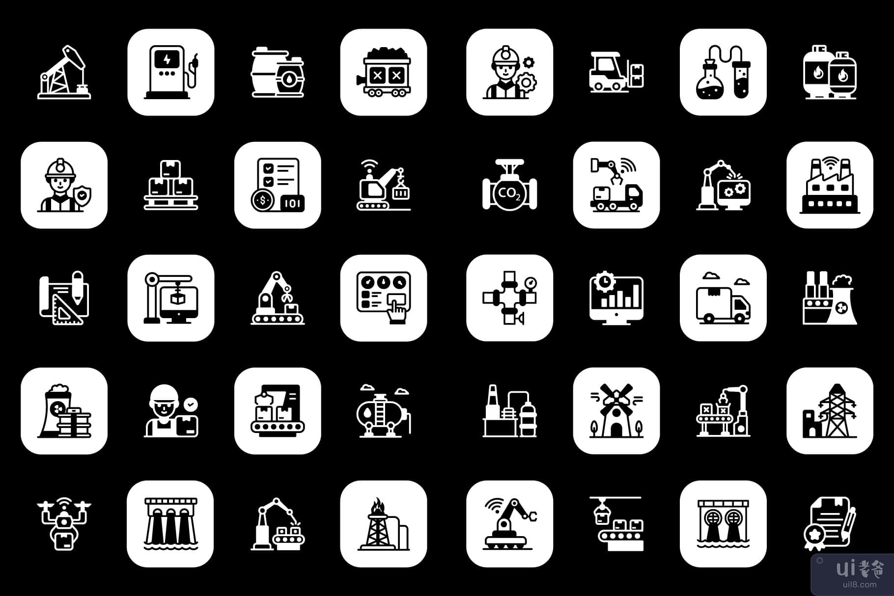 工厂自动化和工业填充图标(Factory Automation and Industrial Filled Icons)插图1