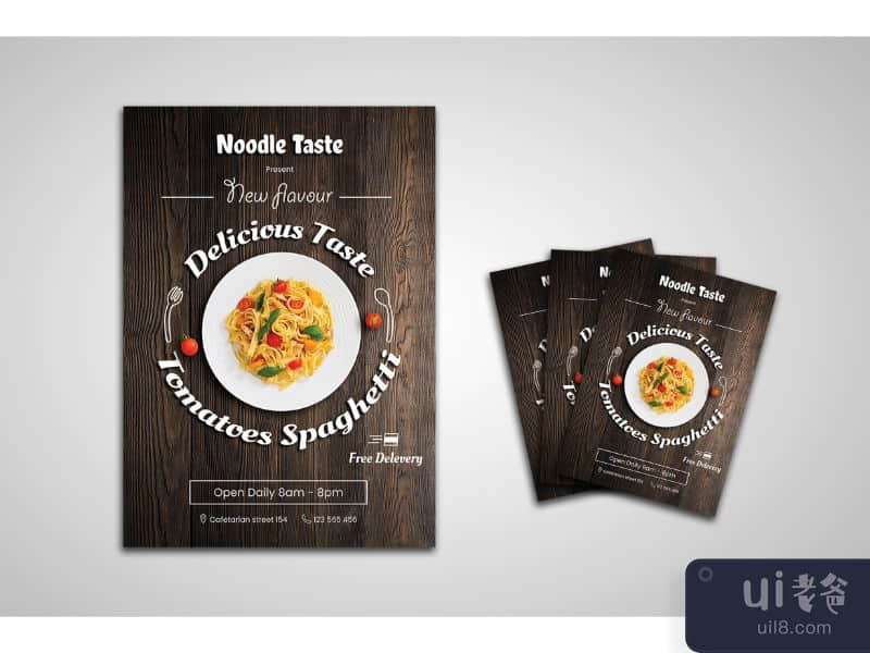 传单模板面条食品(Flyer Template Noodle Food)插图