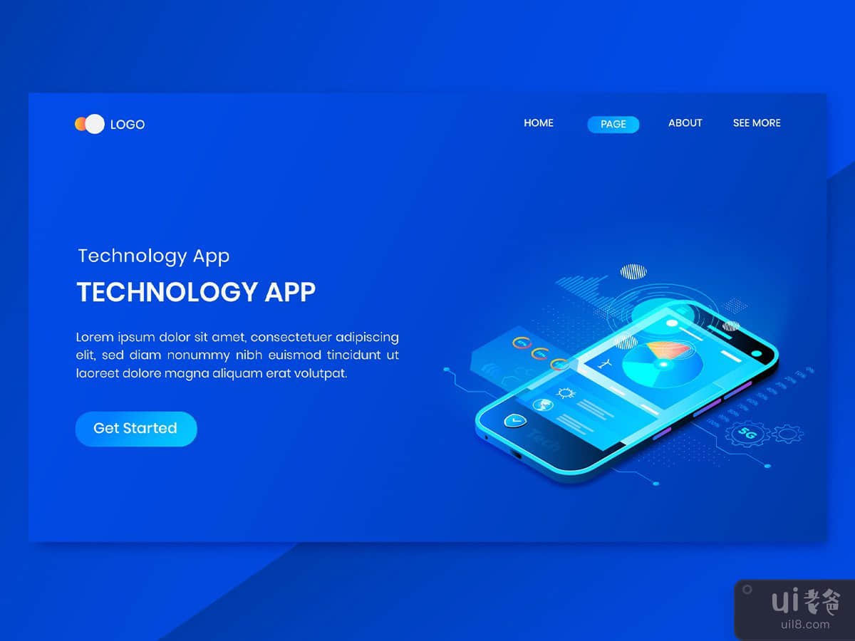 Technology Applications  Isometric Concept Landing Page