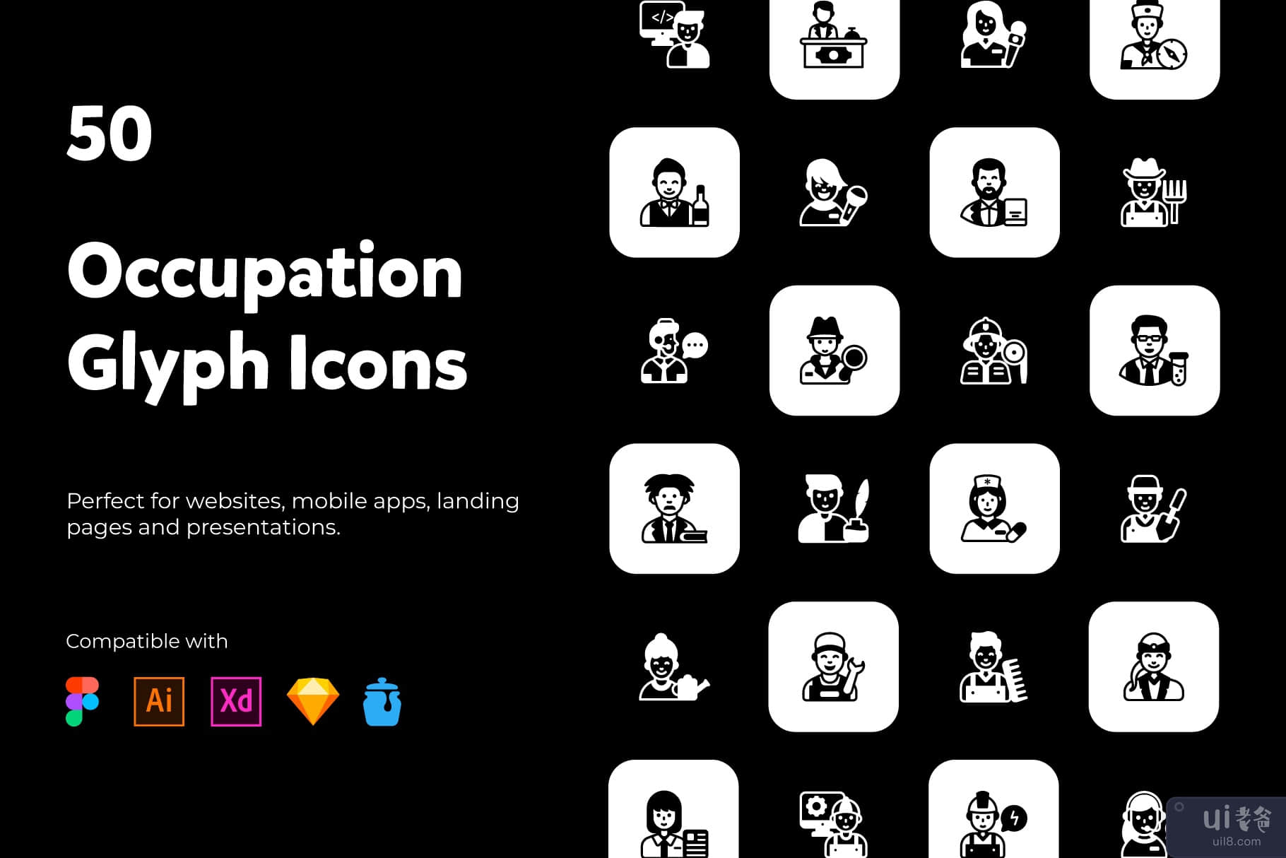 职业固体图标包(Occupations Solid Icons Pack)插图6