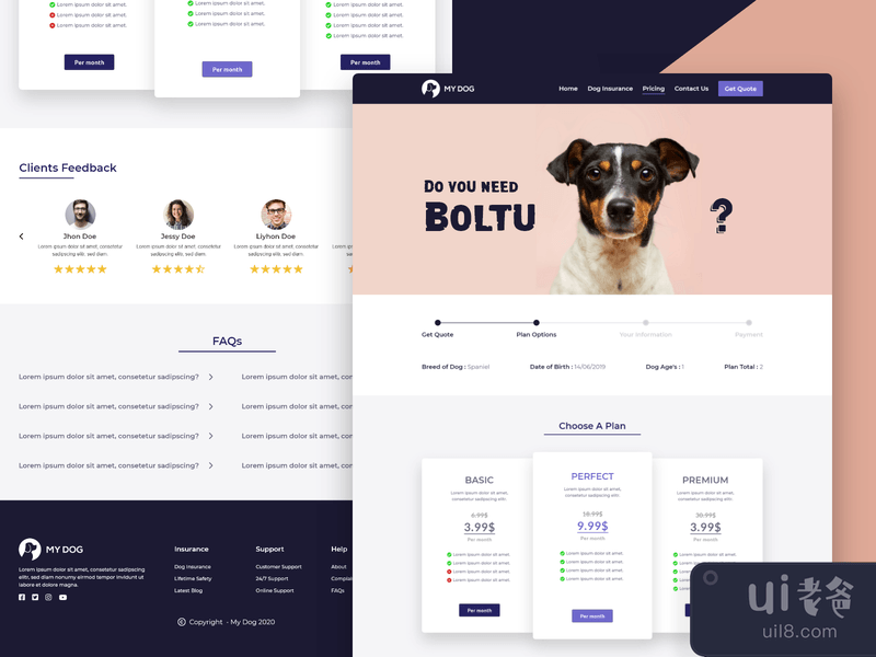 Dog Insurance Website UI Design
