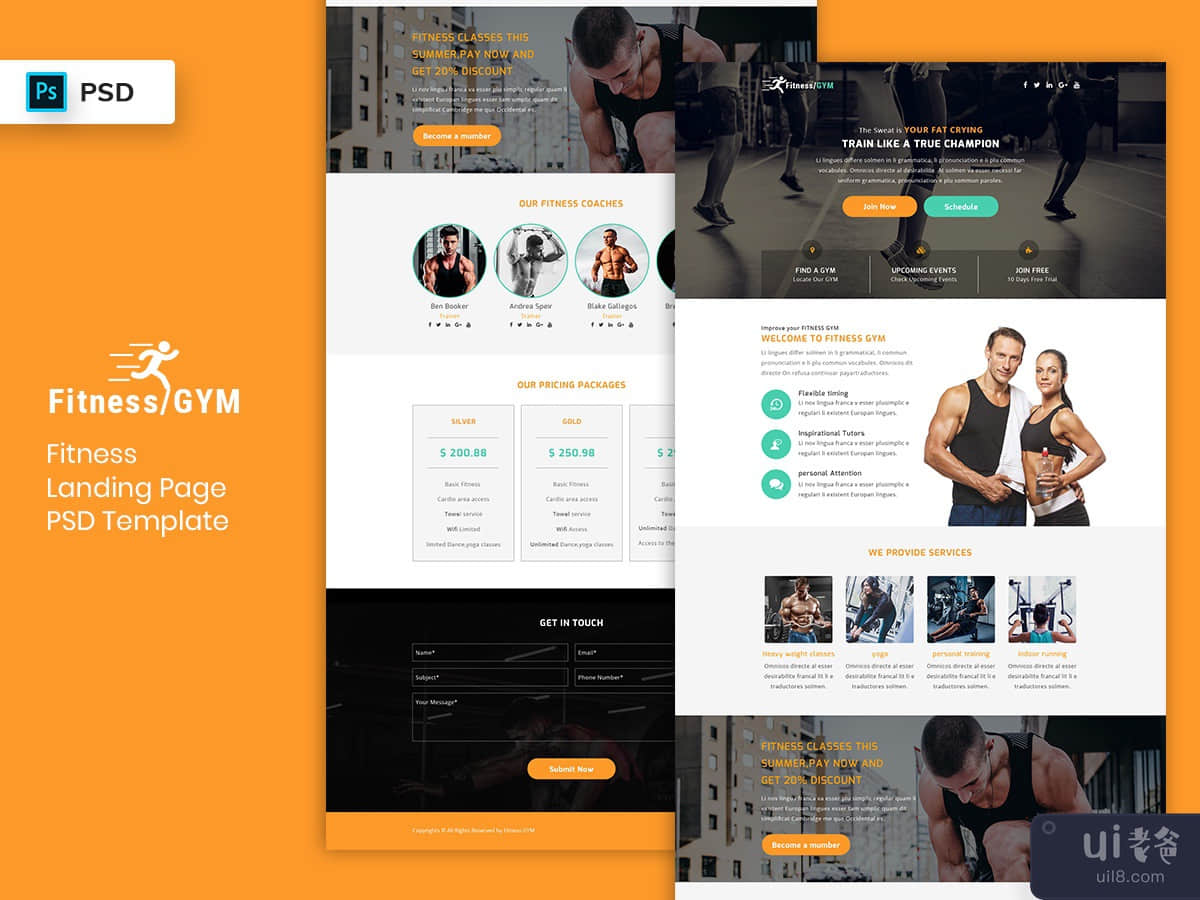 Fitness Landing Page PSD Template-02