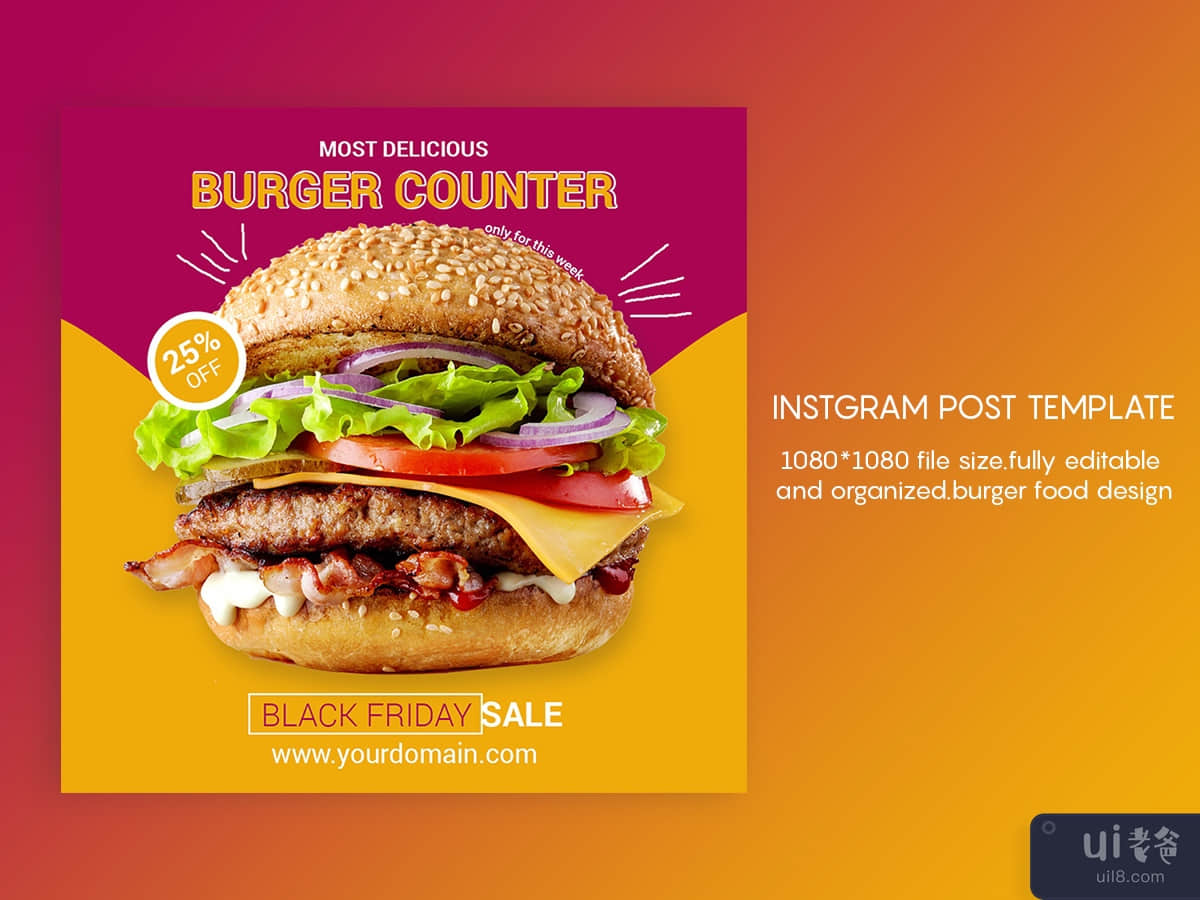Burger Discount Instagram Post Template