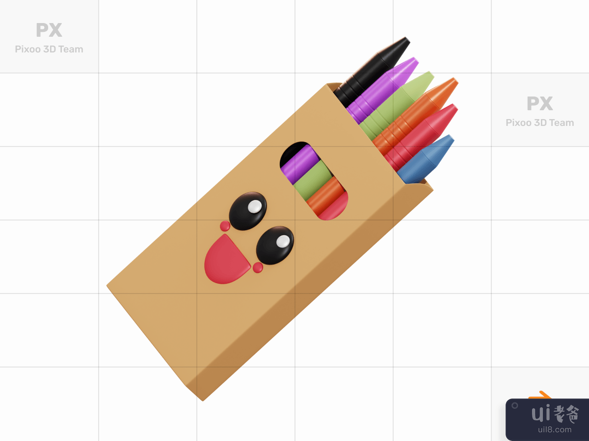 3D School & Education Icons Pack - Crayon Set