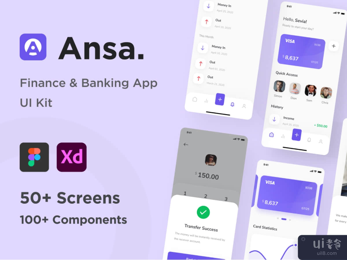 Ansa - Finance & Banking App UI Kit (50+ Screens)