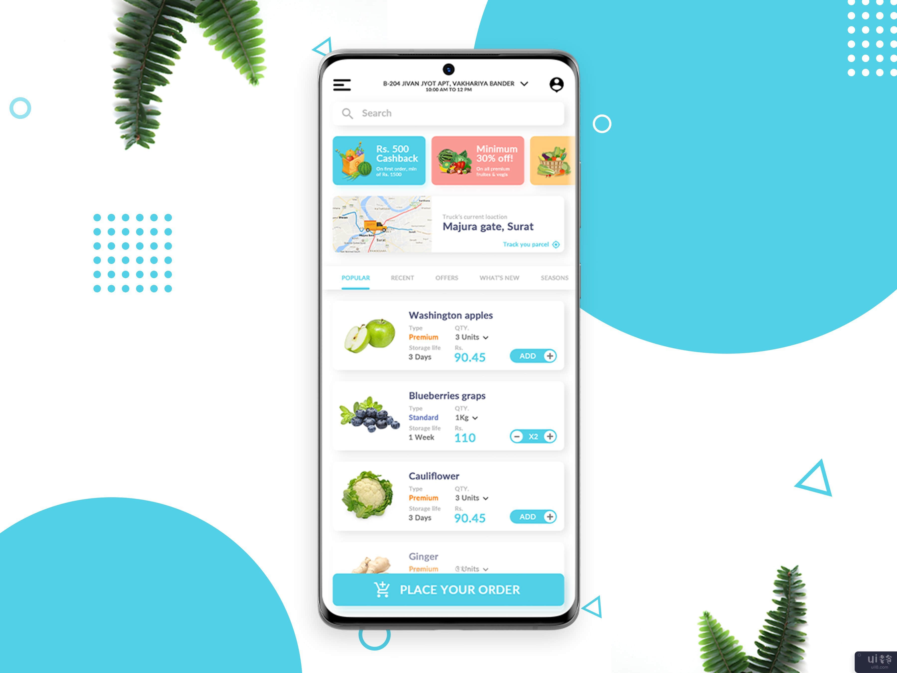 在线杂货购物应用程序 ui 设计(Online Grocery Shopping App ui design)插图