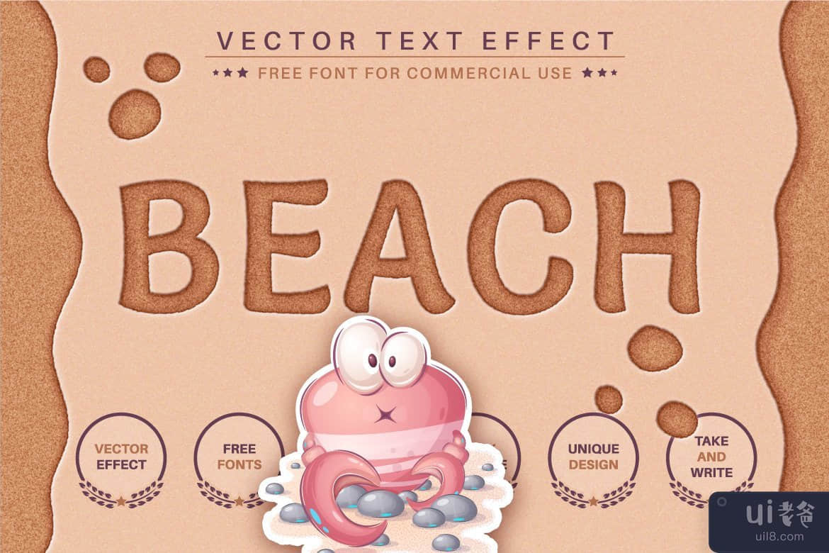 沙滩 - 可编辑的文字效果，字体样式(Sand Beach - Editable Text Effect, Font Style)插图1
