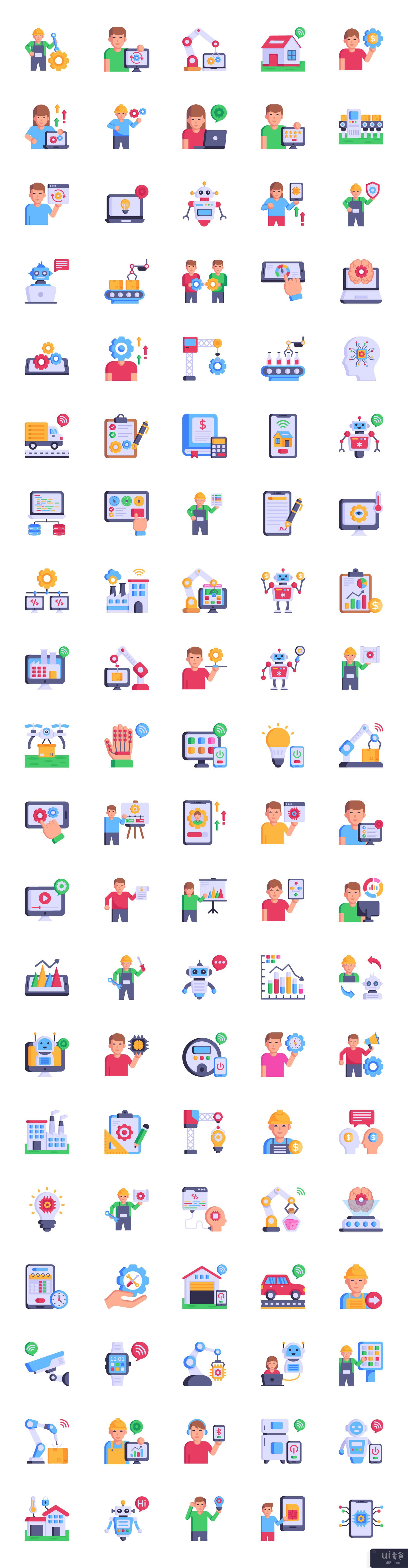 100 个自动化服务图标(100 Automation services Icons)插图