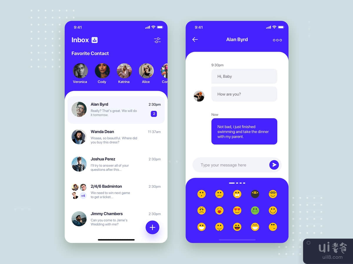 Messenger Mobile App UI Kit Template