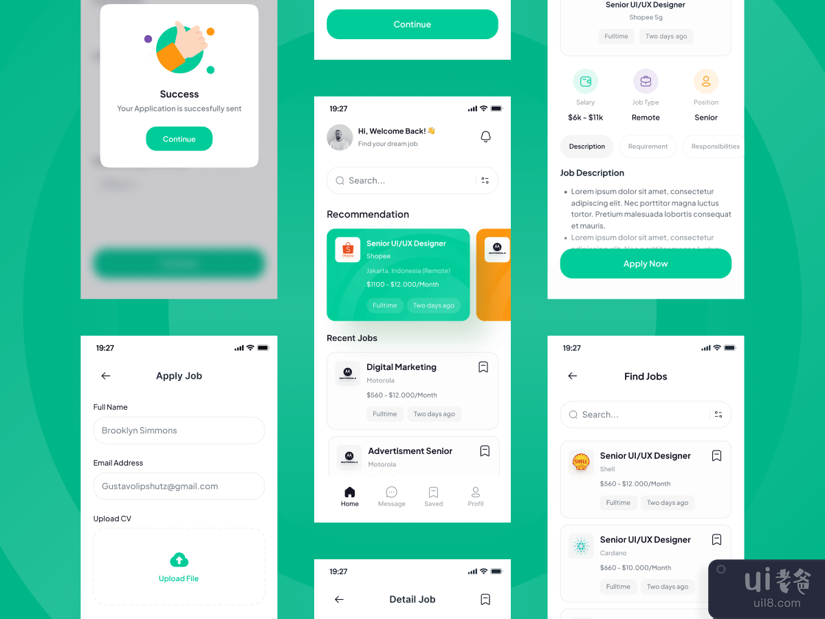 HireMe - Job Finder App UI Kit(HireMe - Job Finder App UI Kit)插图