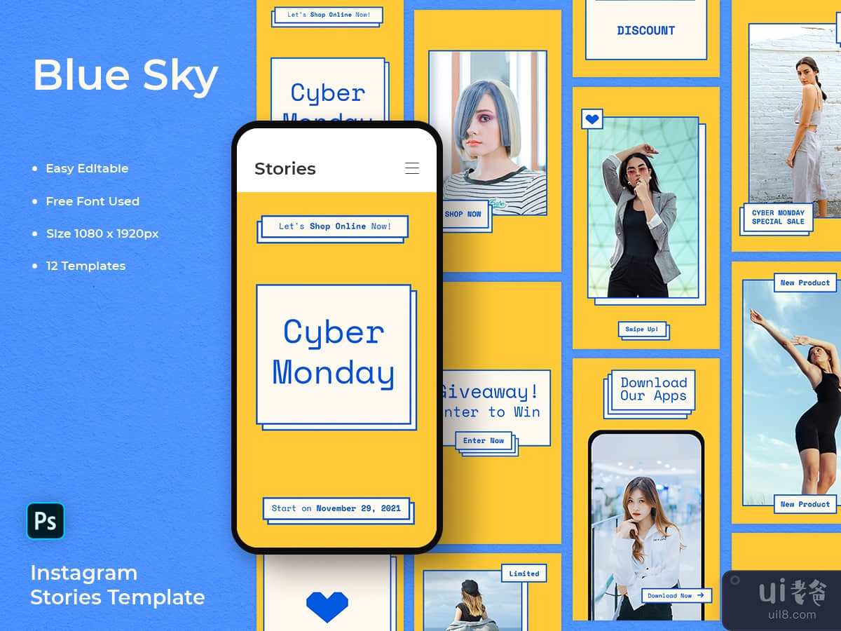 Blue Sky - Cyber Monday Instagram Stories Template