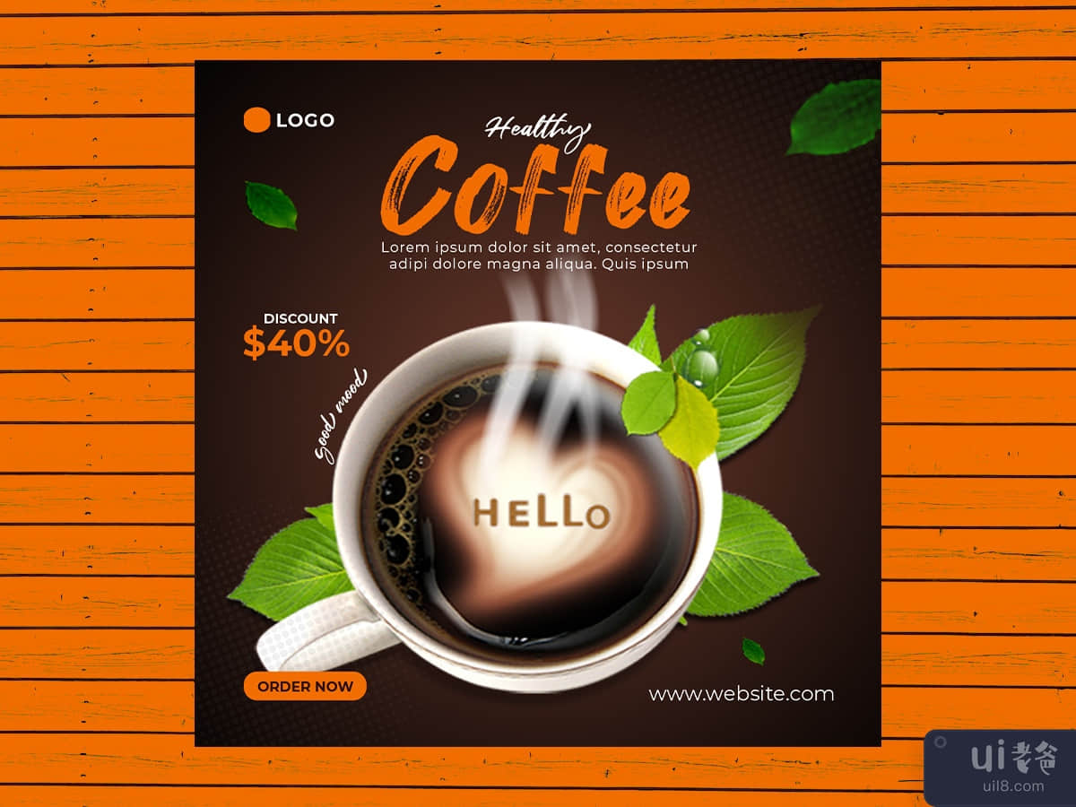 Coffee shop drink menu promotion social media instagram post banner template