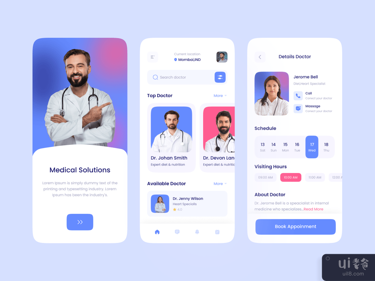 医生顾问手机应用程序 - iOS UI Kit(Doctor Consultant  Mobile App - iOS UI Kit)插图4