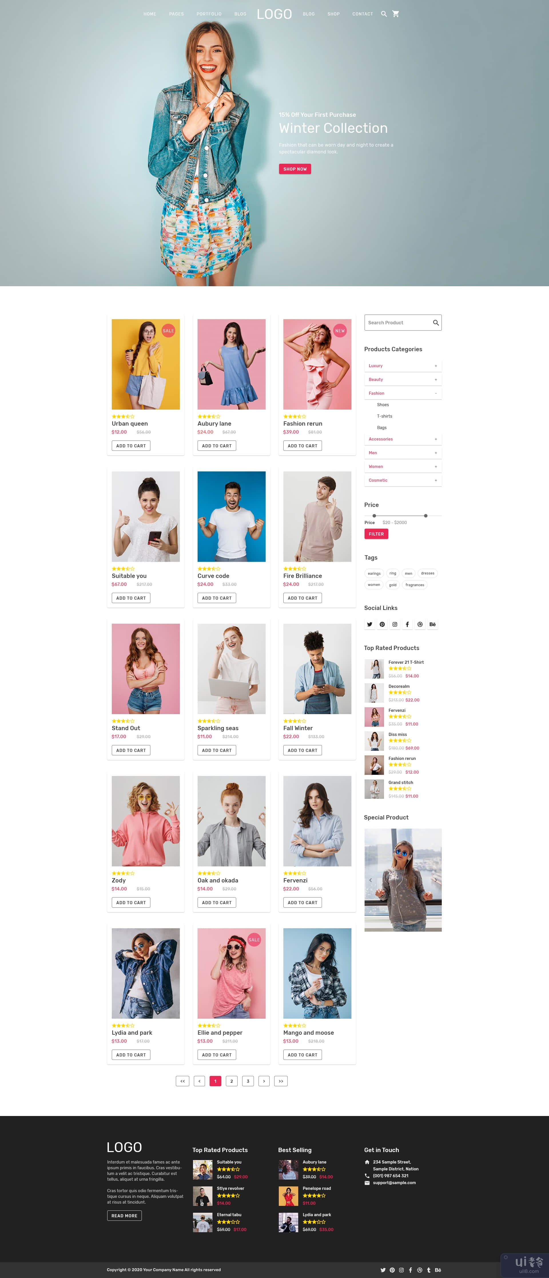 Boxa时尚商店类别页面PSD网页模板(Boxa Fashion Store Category Page PSD Web Template)插图