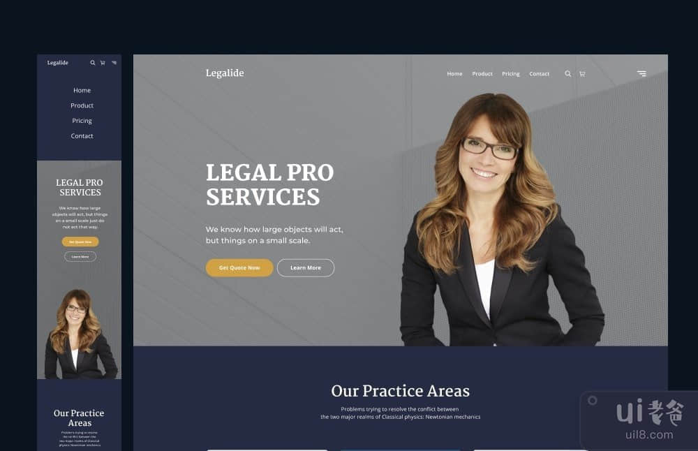 Legalide - Figma 律师事务所暗网设计(Legalide - Figma Law Firm Dark Web Design)插图3