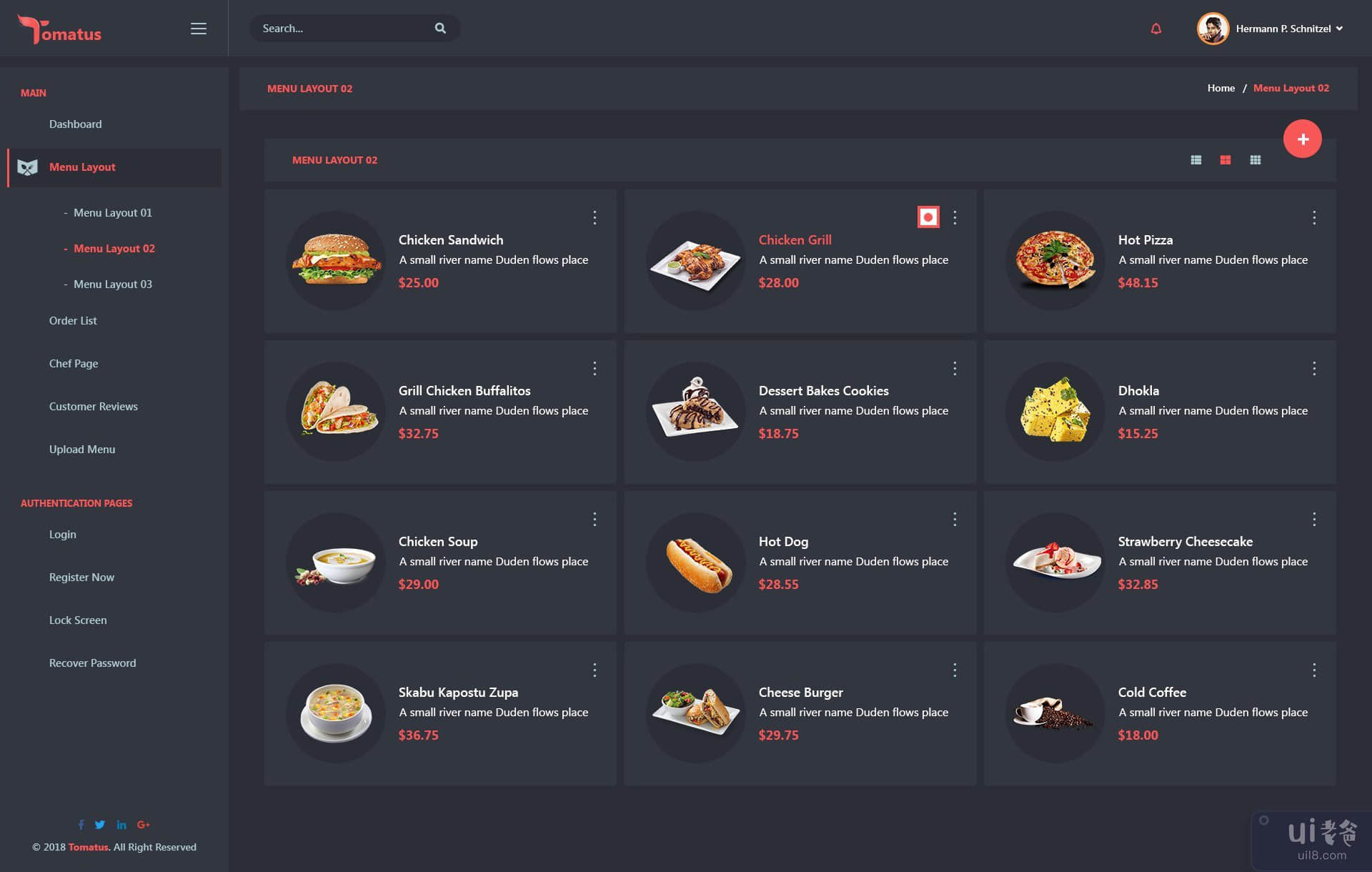 Tomatus-Restaurant 管理仪表板 UI 套件(Tomatus-Restaurant Admin Dashboard UI Kit)插图17