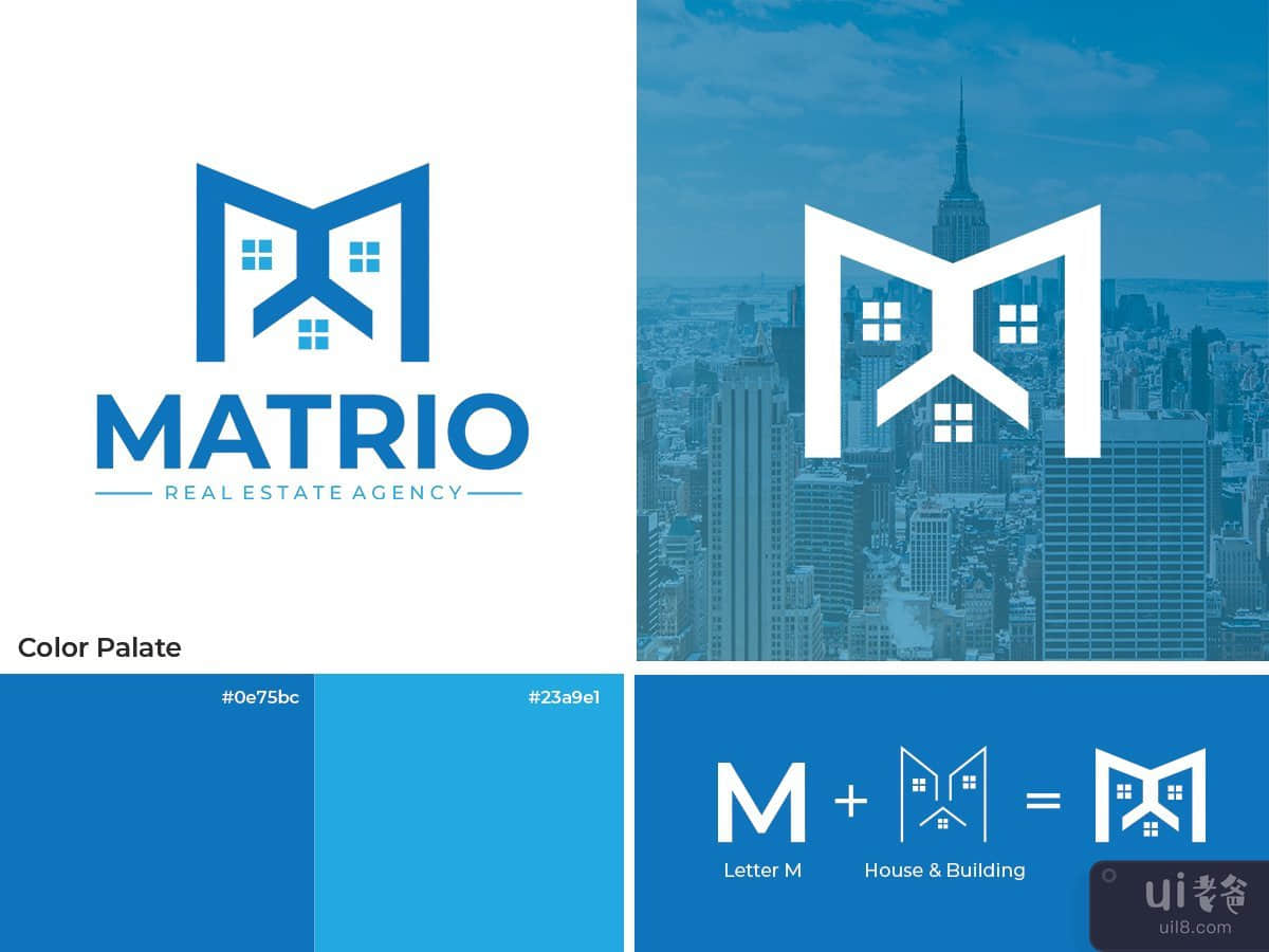 M letter logo mark for real estate agency 