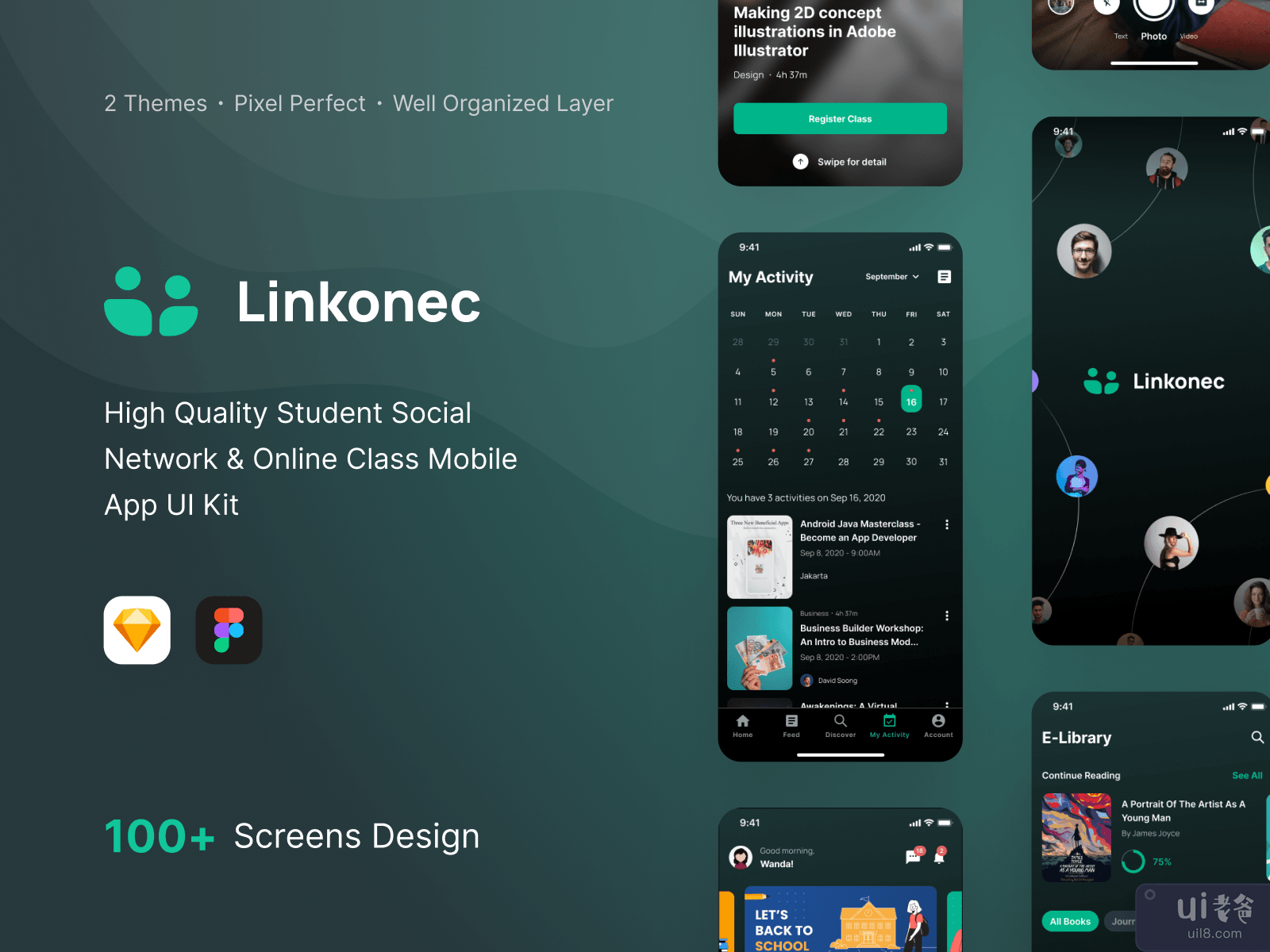 Linkonec - 活动和票务页面（深色模式）(Linkonec - Event and Ticket Page (Dark Mode))插图