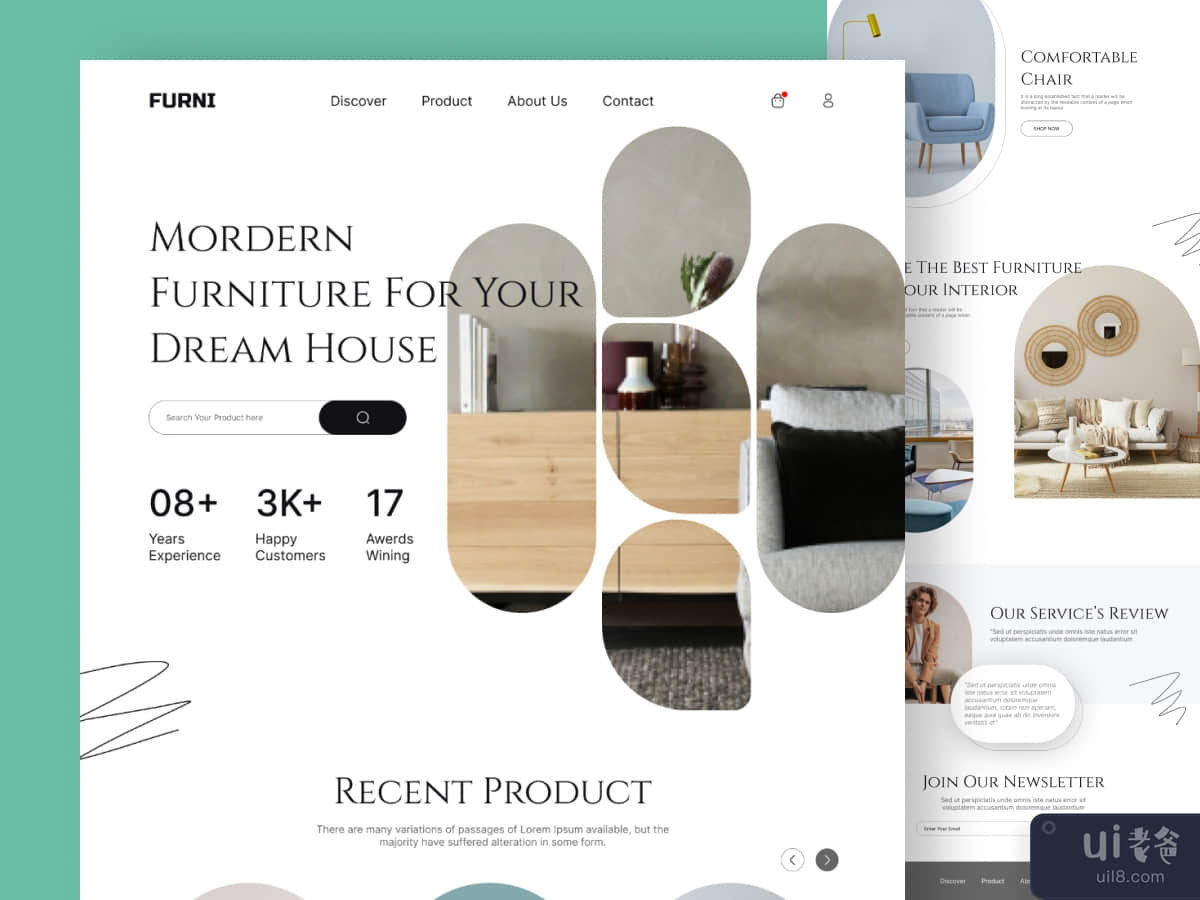 电子商务-家具网站登陆页面！(Ecommerce- Furniture Web Landing page !)插图