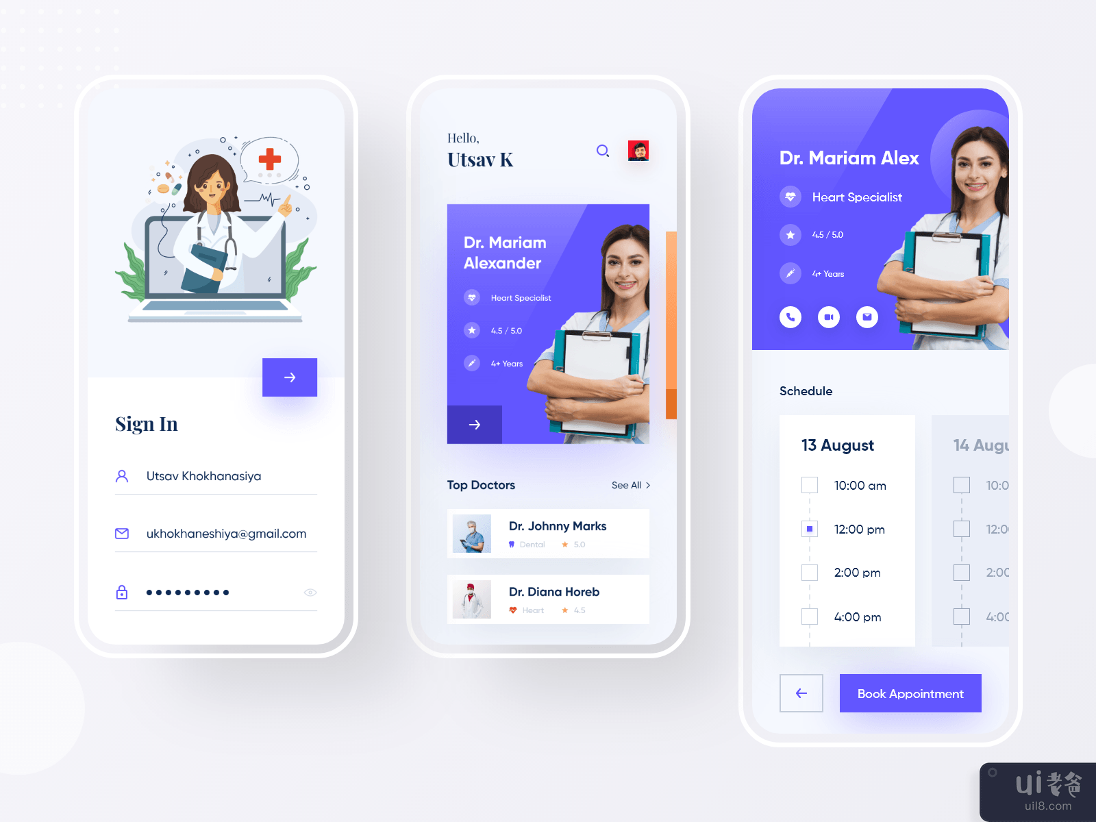 医生预约APP UI设计(Doctor Appointment App UI Design)插图6