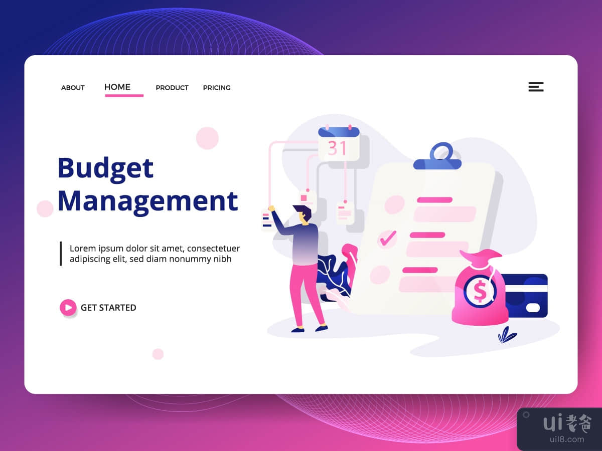 Landing page template of Budget Management