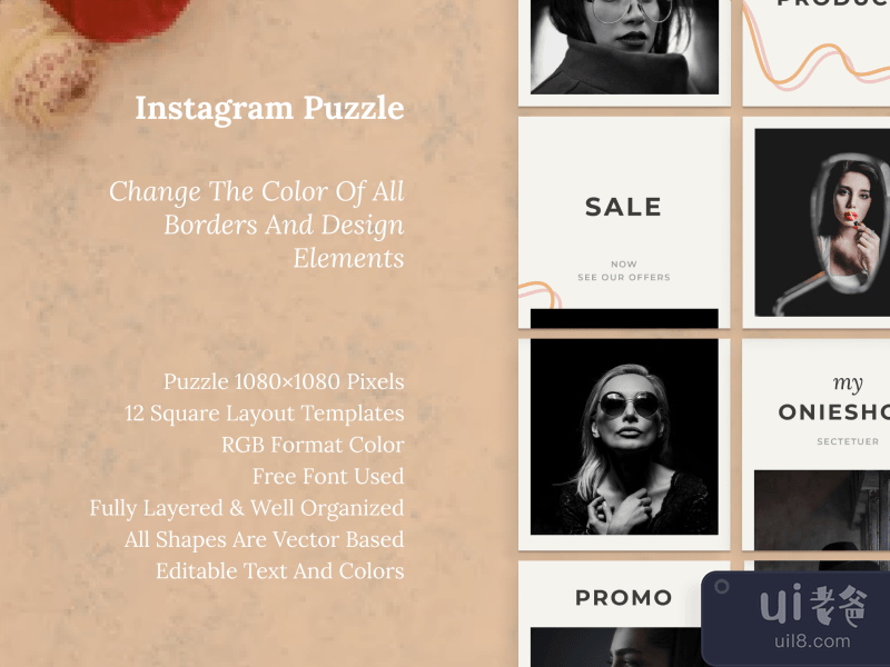 Instagram 拼图模板 V.5(Instagram Puzzle Template V.5)插图1