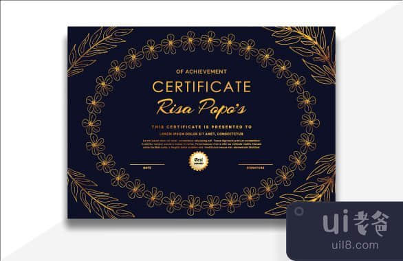黄金专业证书模板。(gold Professional Certificate Template.)插图