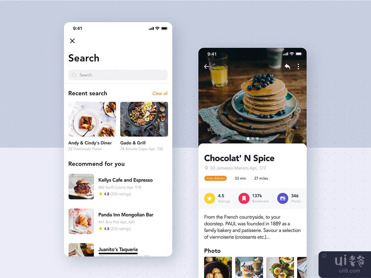 Food Delivery UI Kit - Search screen