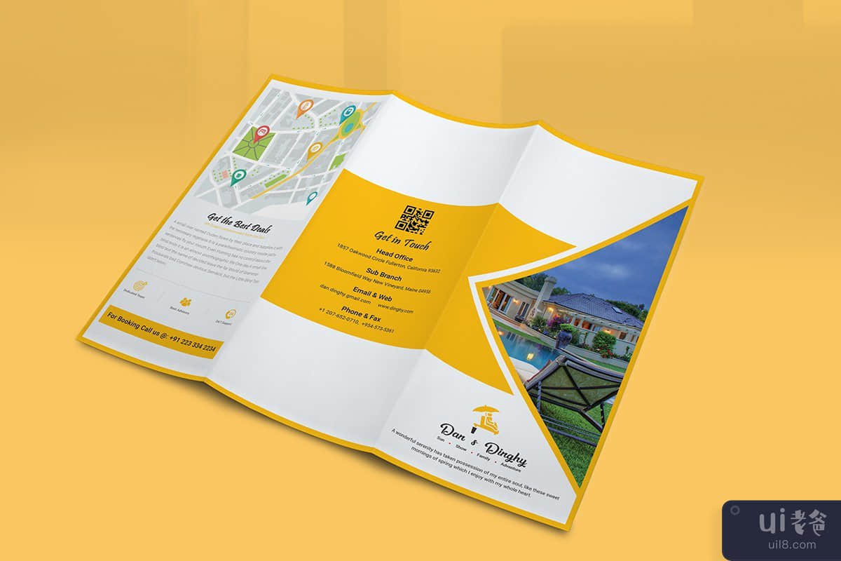 酒店及度假村 - 双折宣传册模板(Hotel & Resort - Bifold Brochure Template)插图1