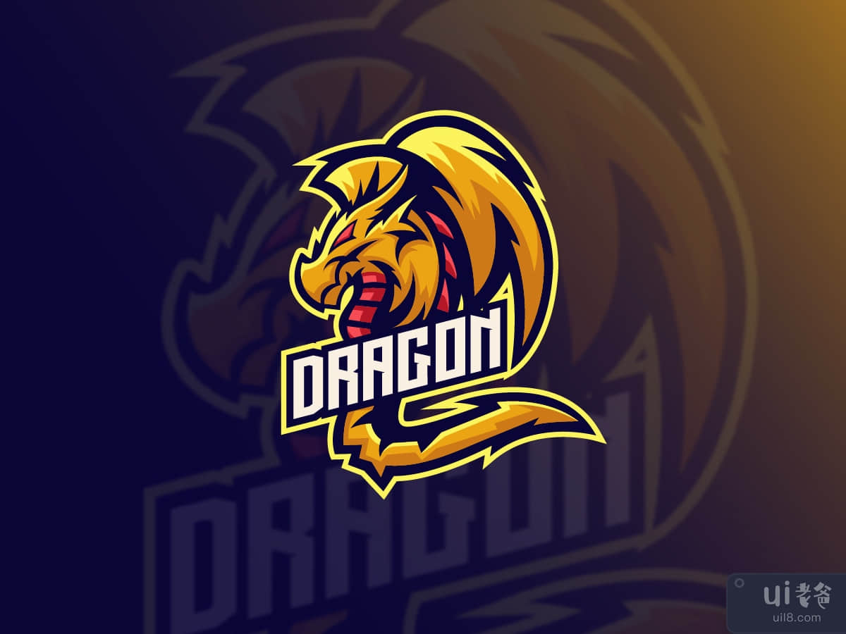 Yellow Dragon Mascot Logo Template
