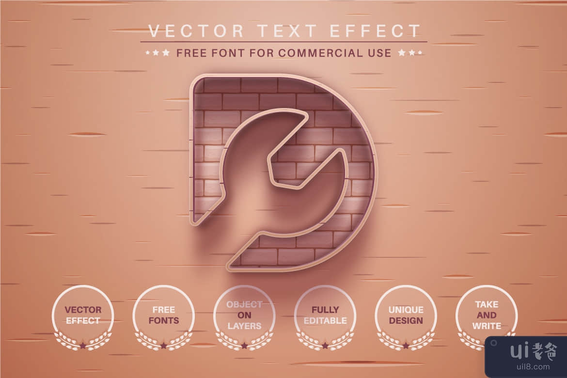 Brick Stone - 可编辑的文字效果，字体样式(Brick Stone - Editable Text Effect, Font Style)插图3