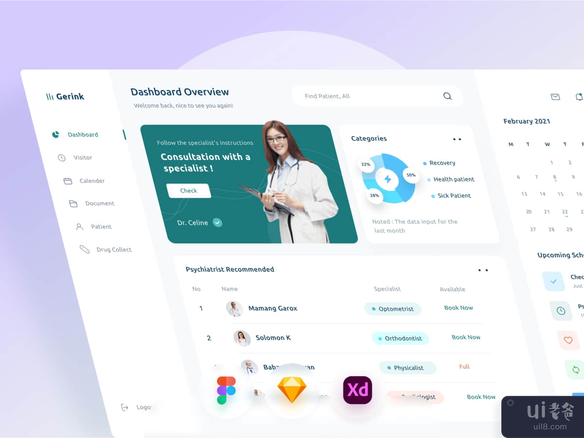 Psychiatristt Booking Dashboard UI Kit(Psychiatristt Booking Dashboard UI Kit)插图1