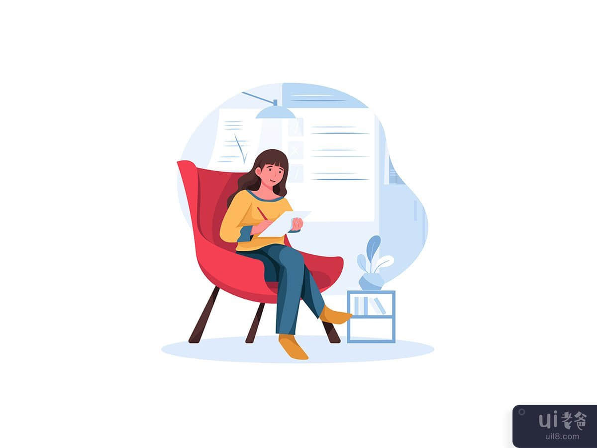 Young beautiful woman silhouette with to do list. 