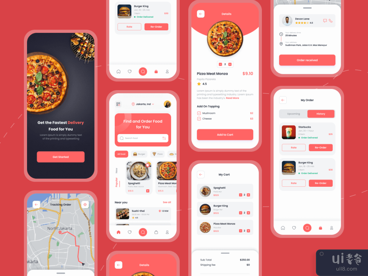 Food Delivery App mobile Ui kits, 