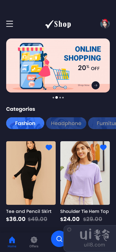 时尚应用界面(Fashion App UI)插图1