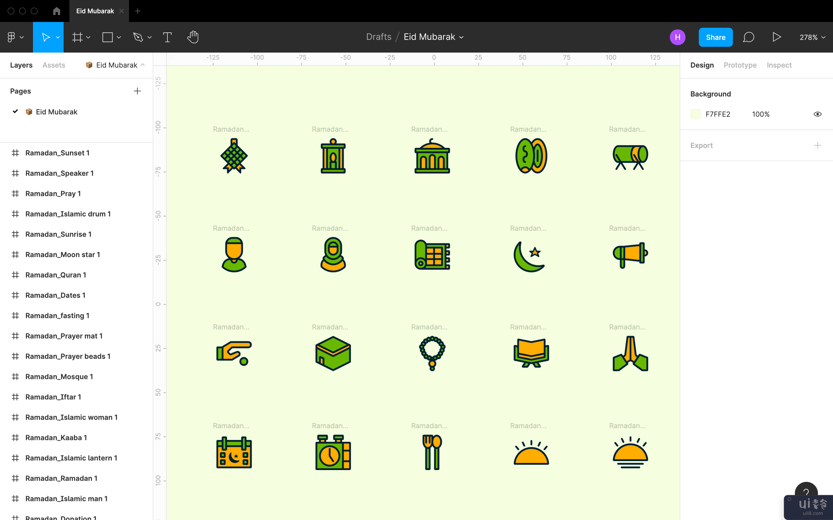 Eid Mubarak (Duotone) 概念图标集(Eid Mubarak (Duotone) Concept Icon Set)插图