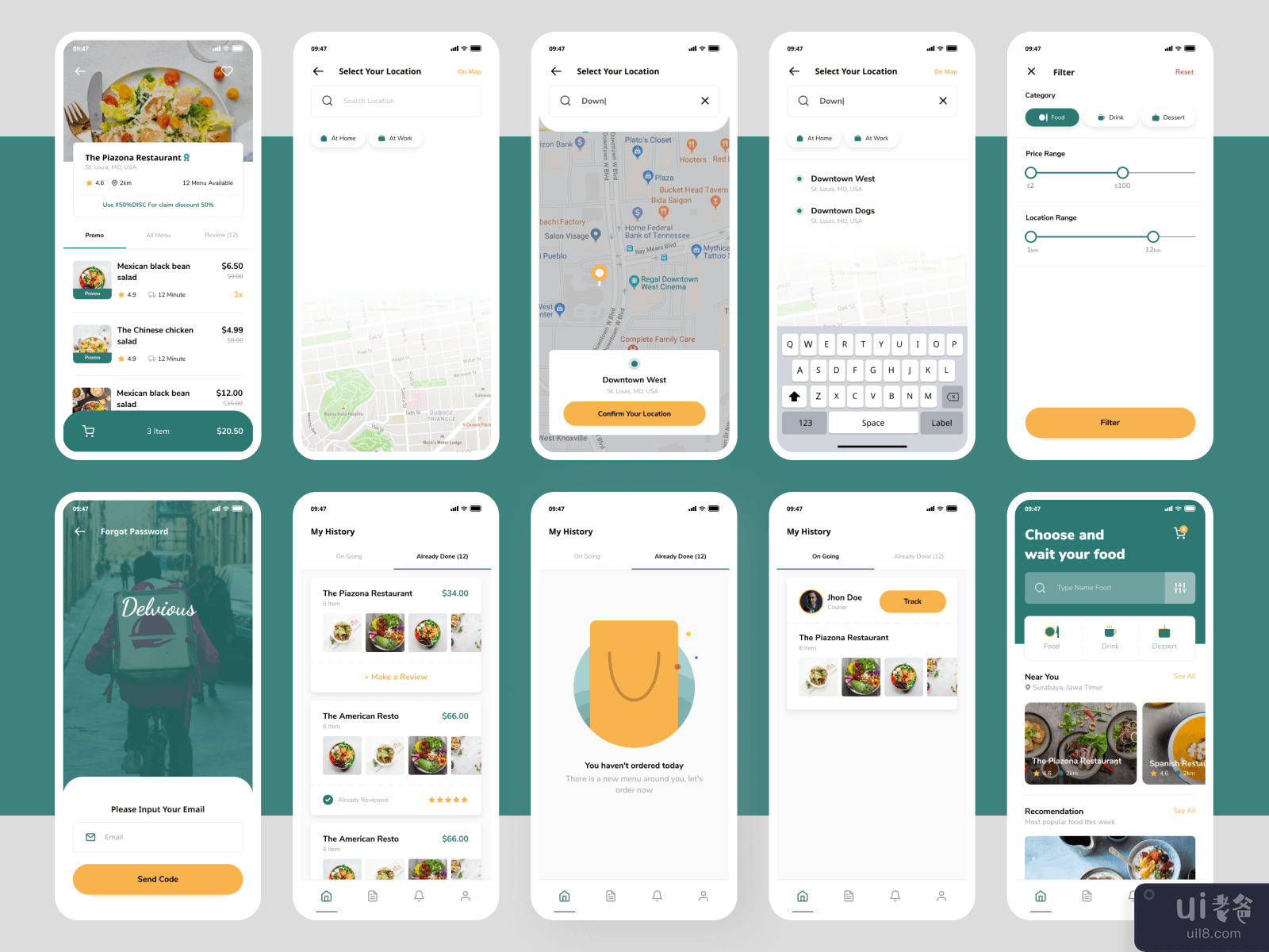 Delvious - 送餐应用 UI-Kit(Delvious - Food Delivery App UI-Kit)插图3