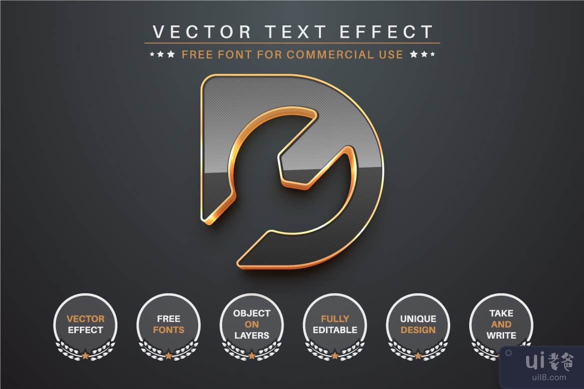 暗金 - 可编辑的文字效果，字体样式(Dark Gold - Editable Text Effect, Font Style)插图