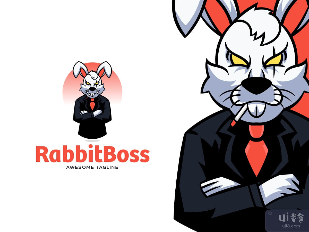 Rabbit Boss Mascot Logo Template