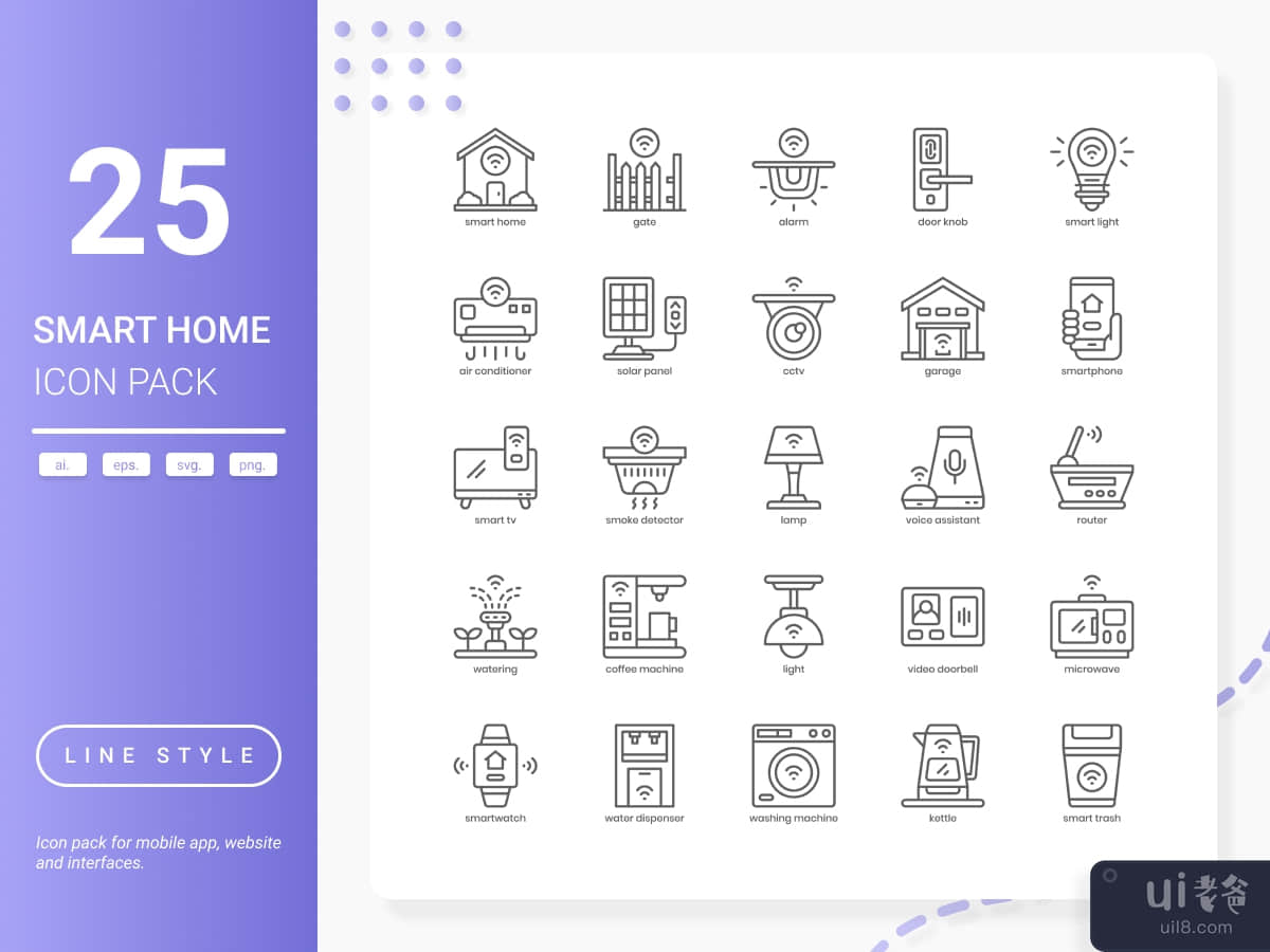 智能家居图标包(Smart Home Icon Pack)插图