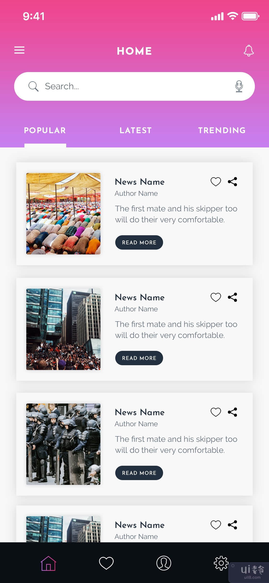 Newsy News 移动应用程序 UI 套件(Newsy News Mobile App UI Kit)插图4