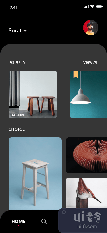 适用于 iOS 的椅子商店 App Dark(Chair Store App Dark for iOS)插图2