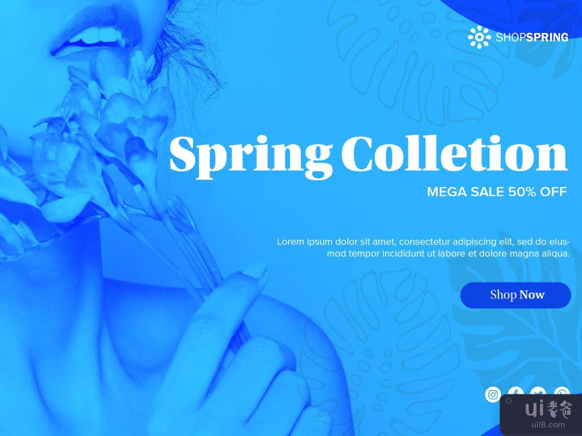 春季收藏横幅模板免费 Psd(Spring collection banner template Free Psd)插图